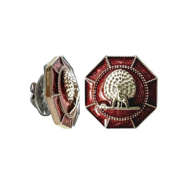 Majestic Octagon Silver Mayoor Lapel Pin - Maroon