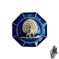 Majestic Octagon Silver Mayoor Button - Blue