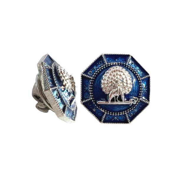 Majestic Octagon Silver Mayoor Lapel Pin - Royal Blue