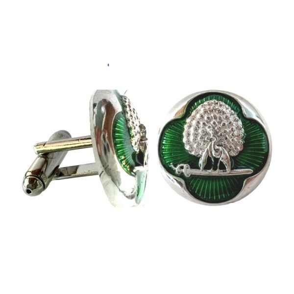 Regal Green & Silver Mayoor Cufflinks