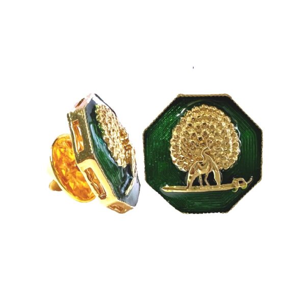 Octagonal Mayoor Crest Lapel Pin - Royal Green