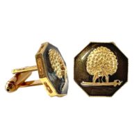 Octagonal Mayoor Crest Cufflinks - Smokey Enamel