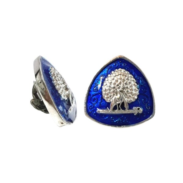 Imperial Plumage Mayoor Lapel Pin - Silver Blue