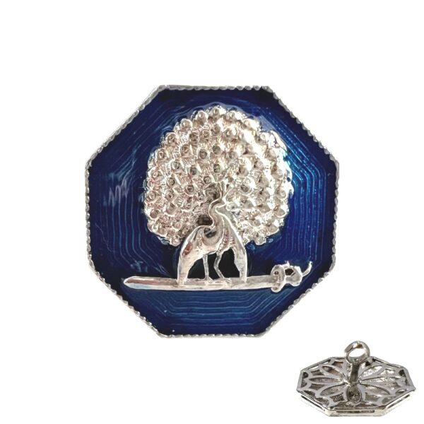 Octagonal Mayoor Crest Buttons - Silver Blue