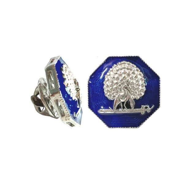 Octagonal Mayoor Crest Lapel Pin - Silver Blue