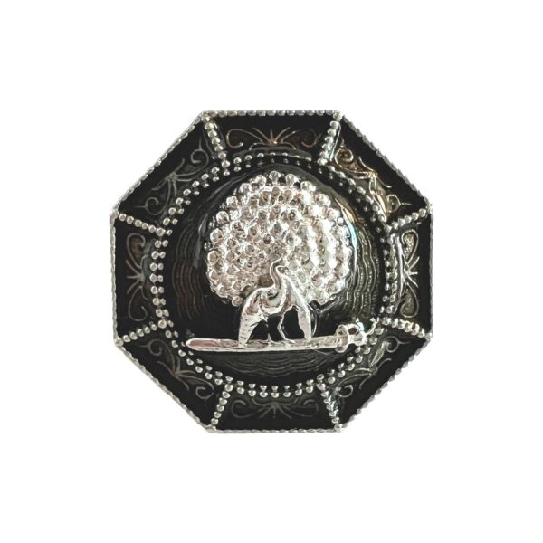 Octagon Silver Mayoor Bandhgala Button - Smokey Enamel