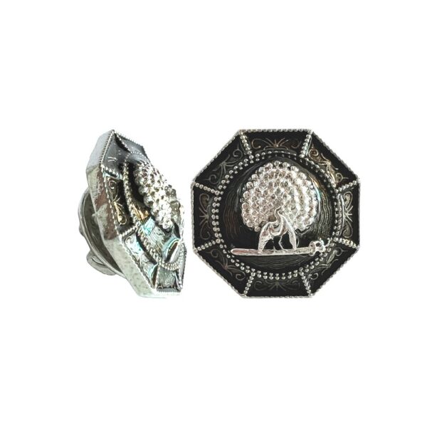 Majestic Octagon Silver Mayoor Lapel Pin - Smokey Enamel