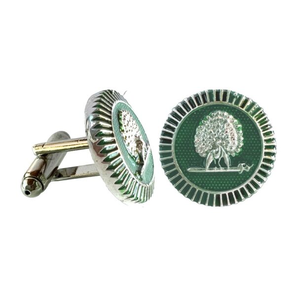 Regal Silver Mayoor Emblem Cufflinks - Royal Green
