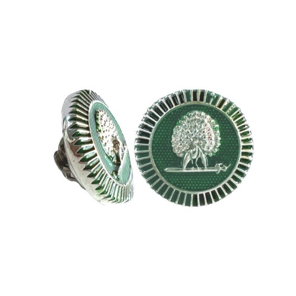 Regal Silver Mayoor Emblem Lapel Pin - Royal Green
