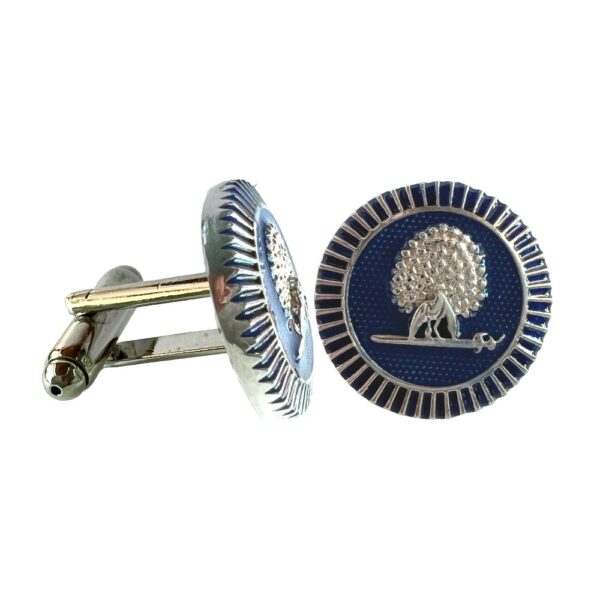 Regal Silver Mayoor Emblem Cufflinks - Royal Blue
