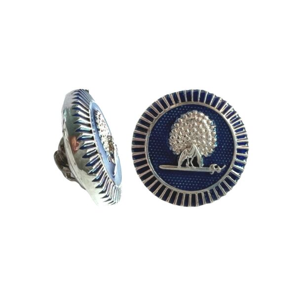 Regal Silver Mayoor Emblem Lapel Pin - Royal Blue