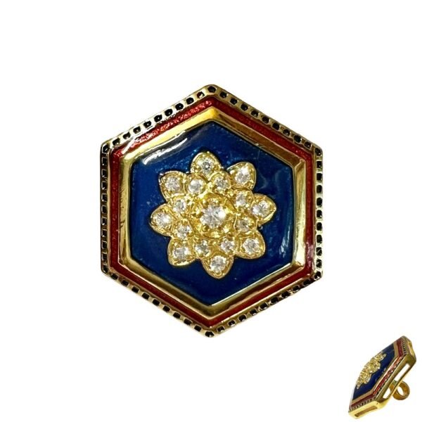 Royal Bandhgala Buttons - Hexagonal - Blue and Burgundy