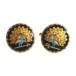 Mayo College Hand Painted Mayoor Cufflinks - Designer Border