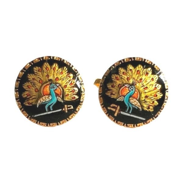 Mayo College Hand Painted Mayoor Cufflinks - Designer Border